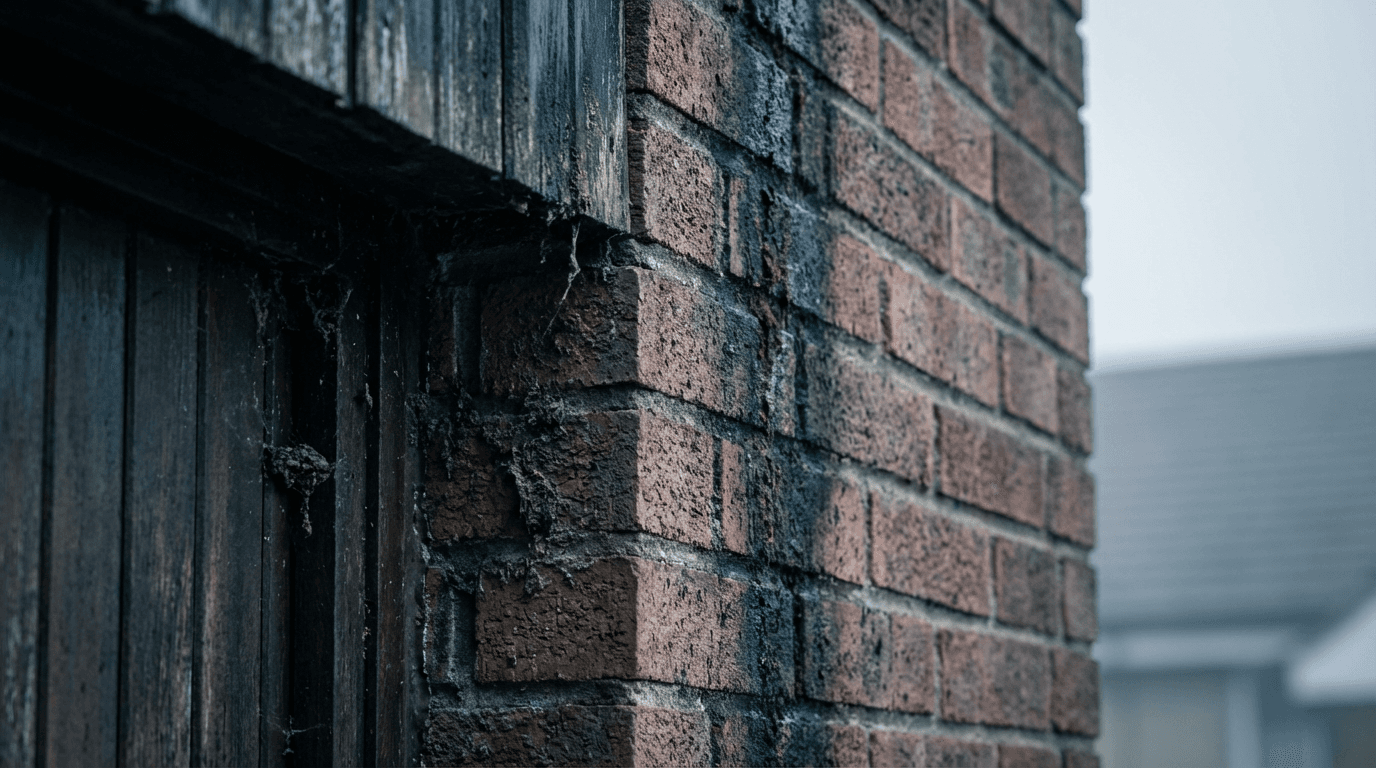 Church wall corner revealing the stark before and after of laser soot removal