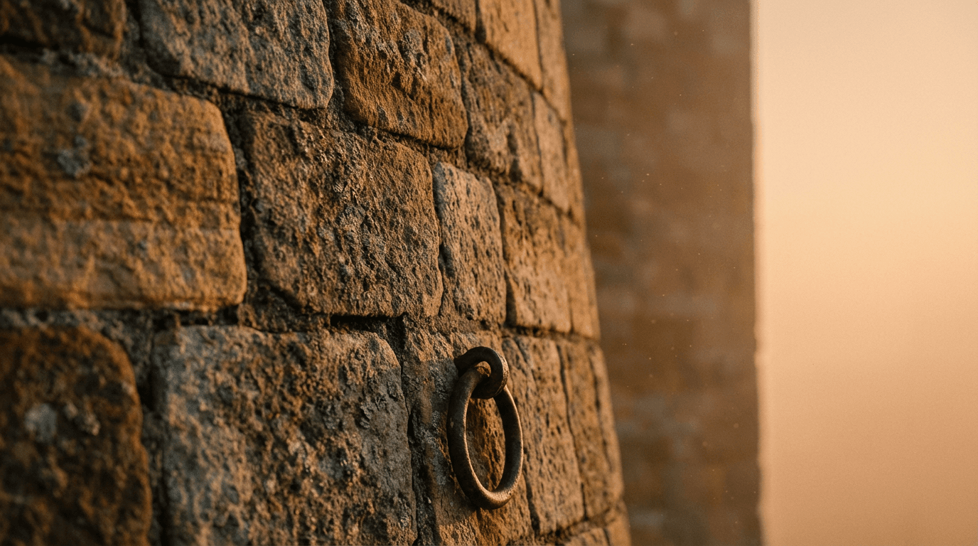 Stone lintel showing a sharp line between biological growth and laser cleaned stone